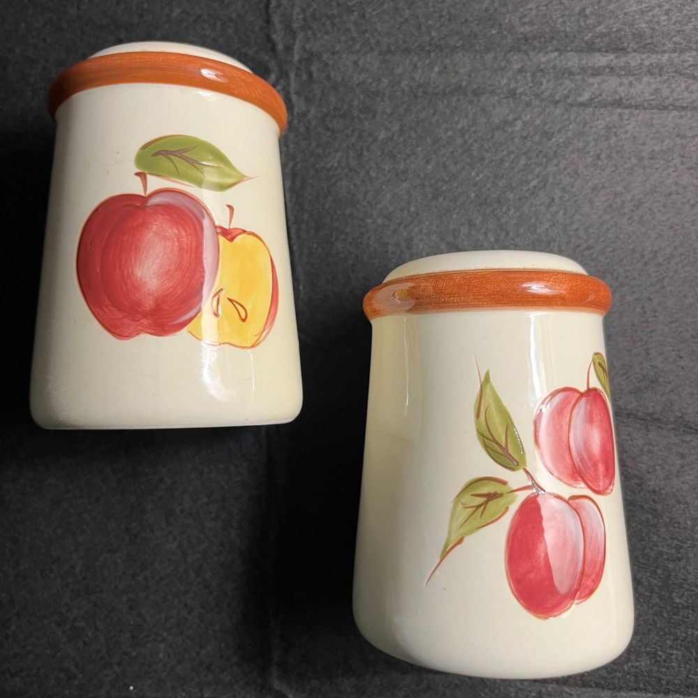 Vintage granny core fruit themed salt and pepper shakers